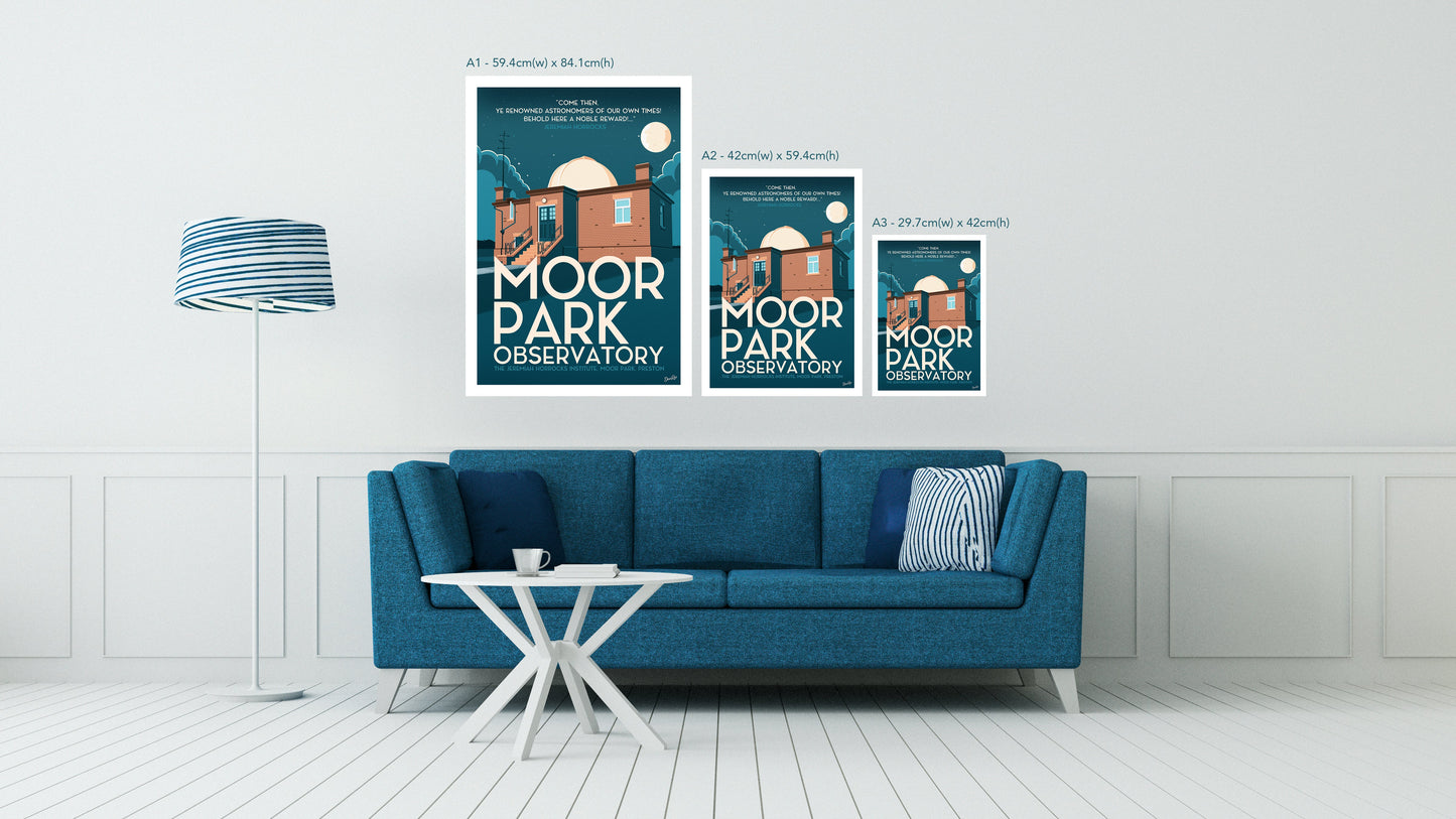 Moor Park Observatory in Preston Vintage Travel Poster Print