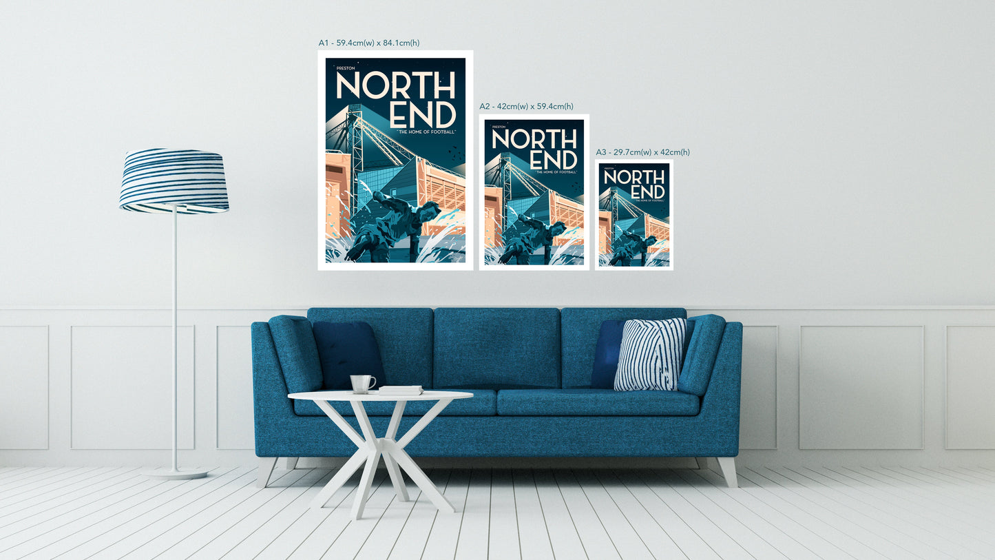 Preston North End Deepdale Stadium Vintage Travel Poster Print