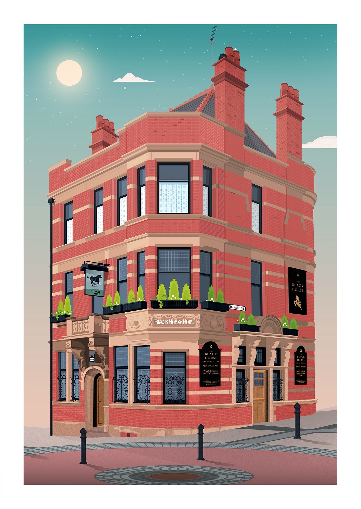 The Black Horse Hotel Preston Poster Print