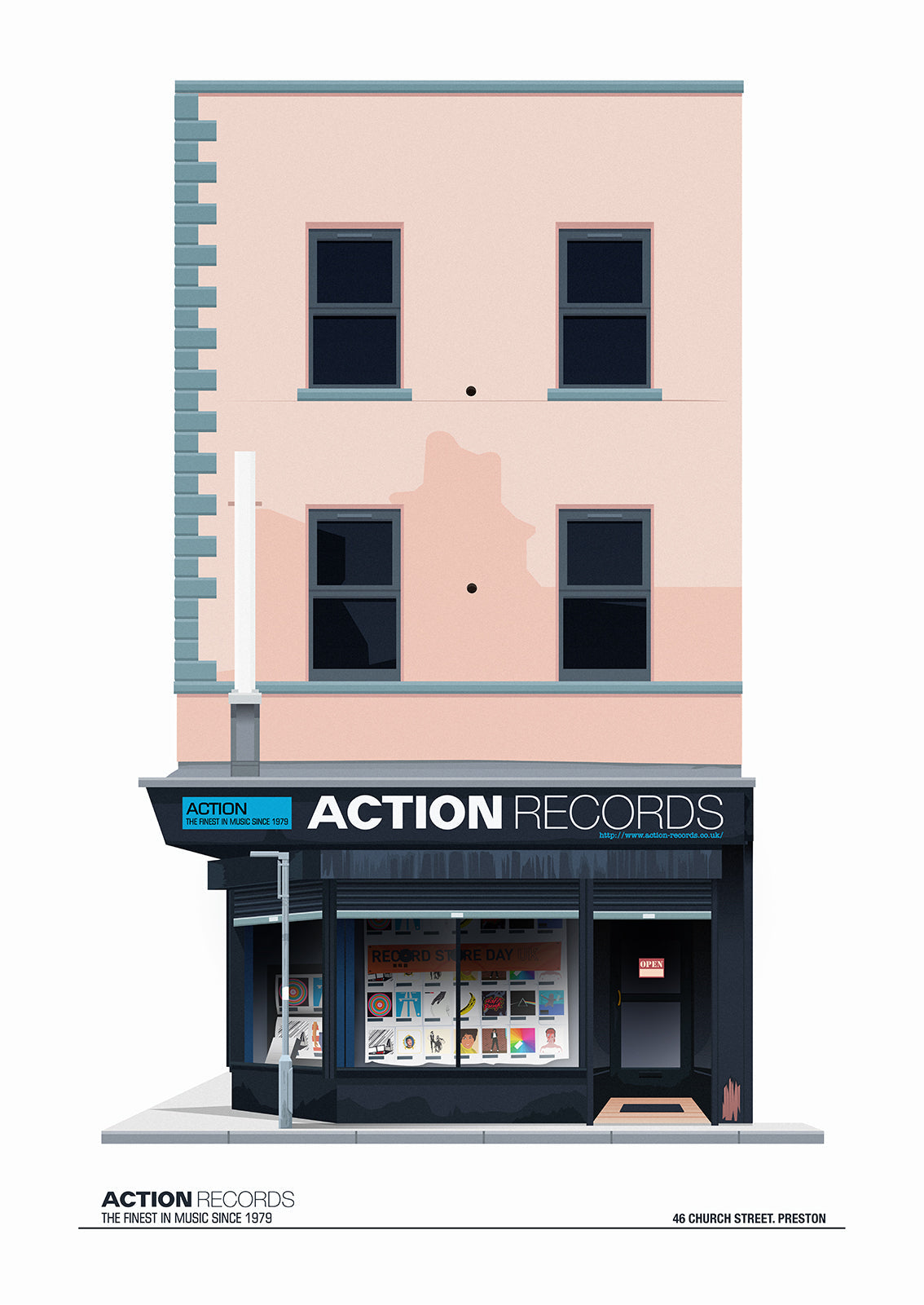 Action Records, Church St, Preston, Lancashire Poster Print