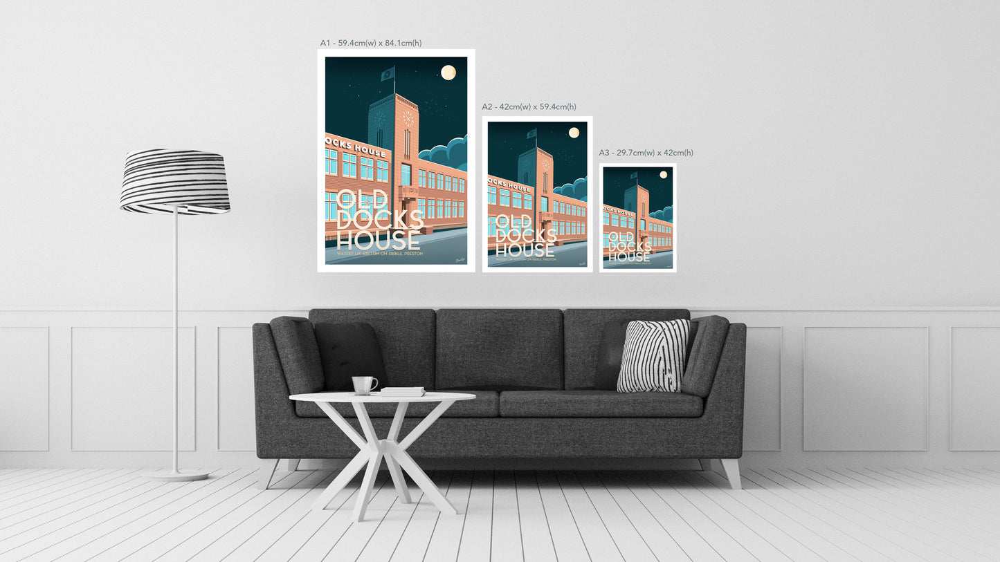 Old Docks House Preston Vintage Travel Poster Print