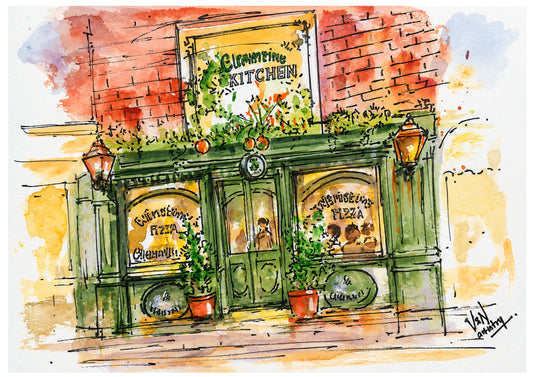 Winston's Pizza / Clementine's Kitchen Watercolour Print