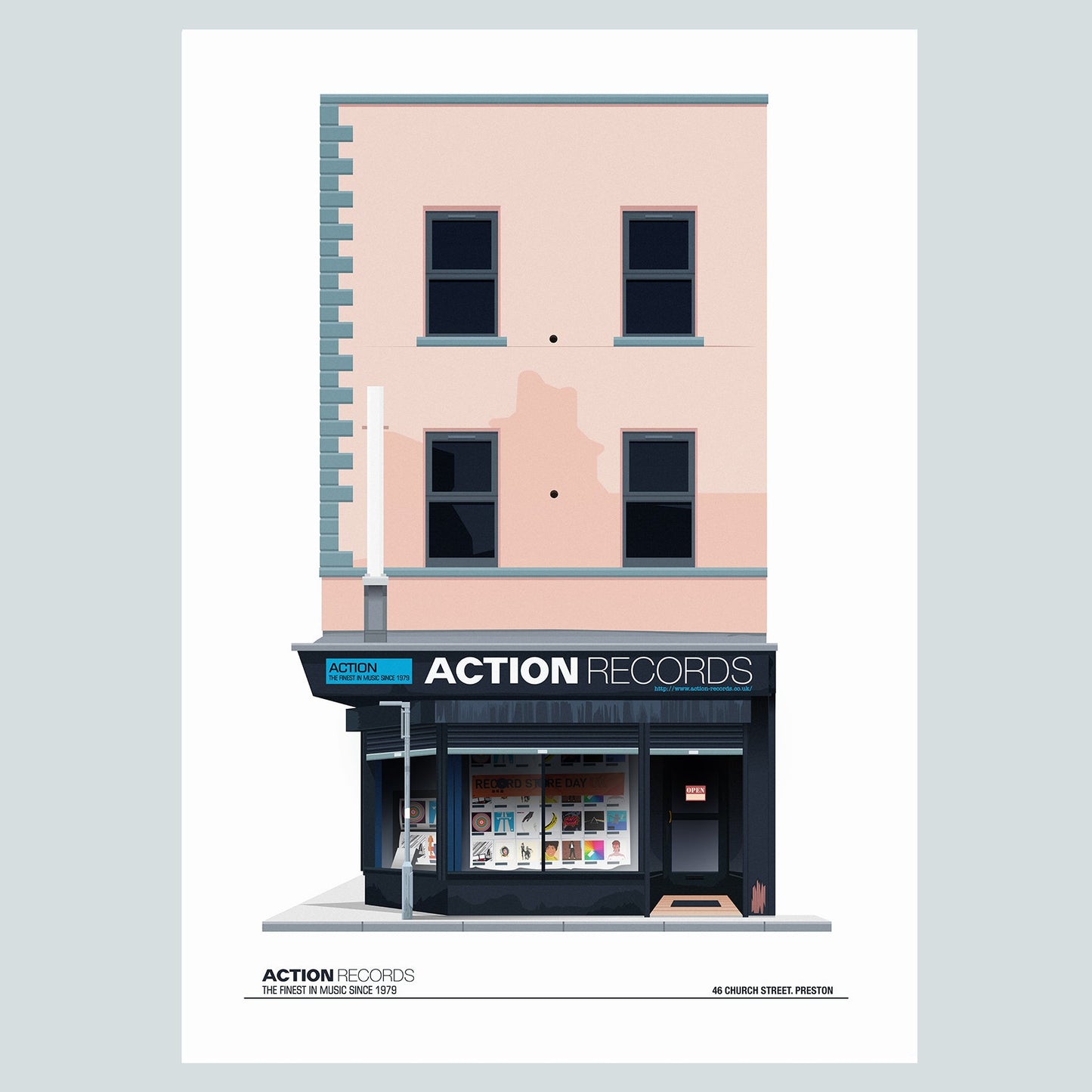 Action Records, Church St, Preston, Lancashire Poster Print
