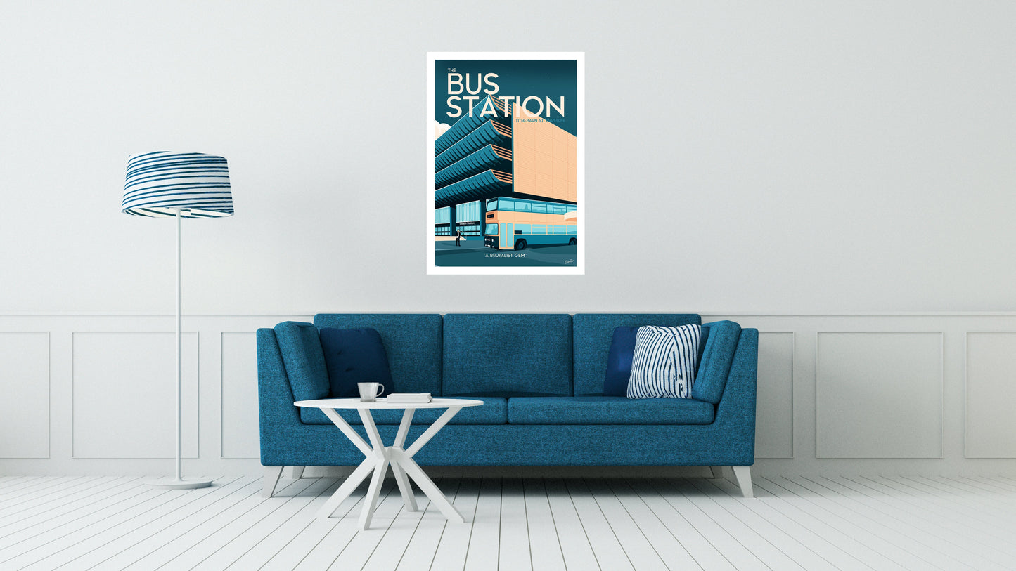 Preston Bus Station Vintage Travel Poster Print
