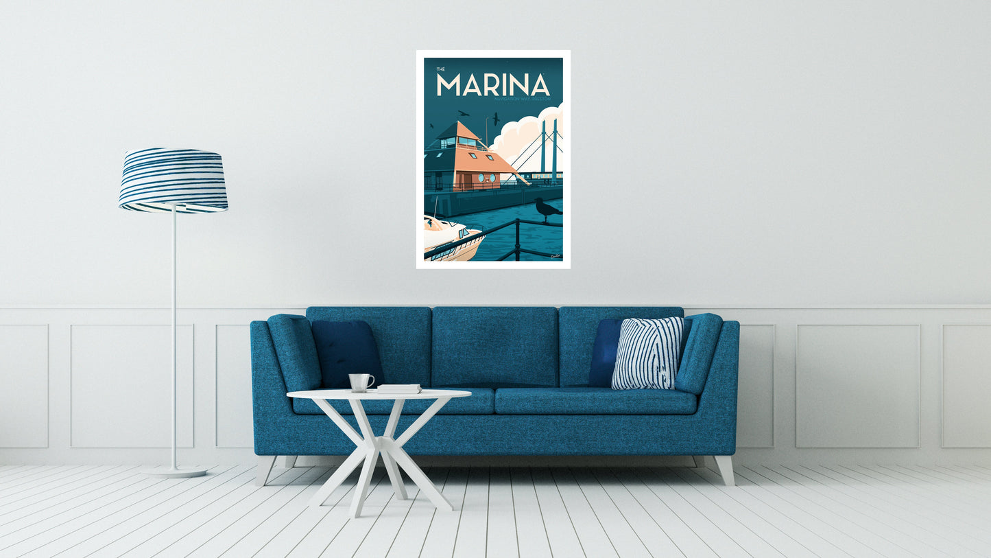 Preston Marina Vintage Travel Poster Print