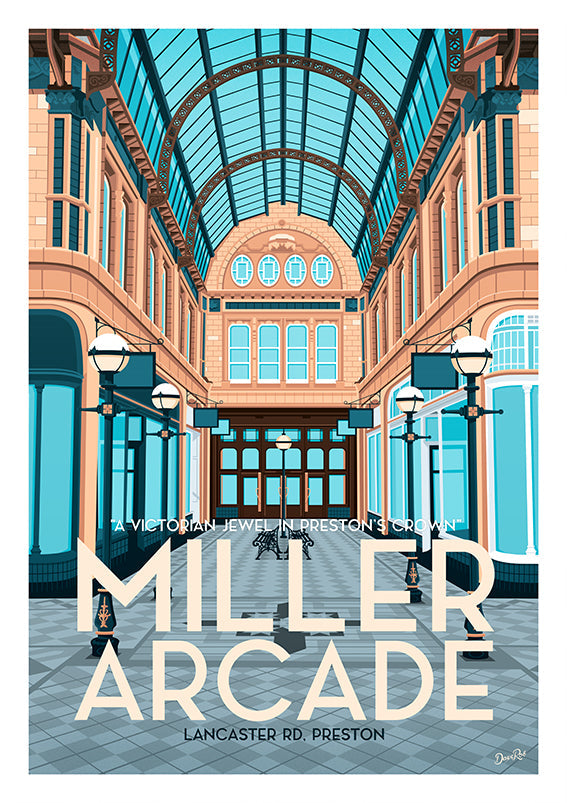 Miller Arcade in Preston Vintage Travel Poster Print
