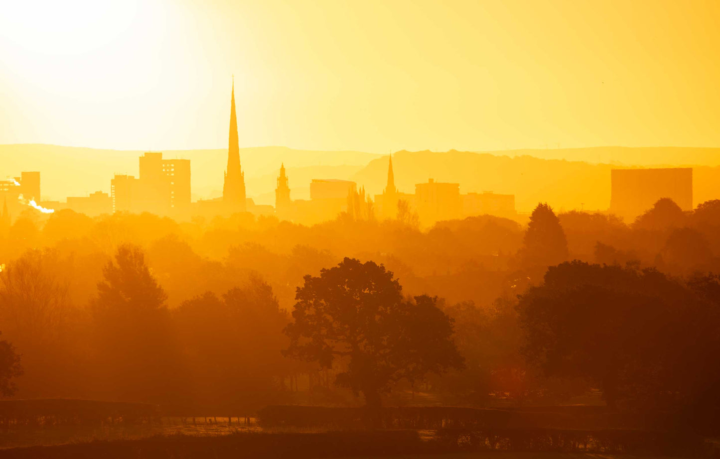 Preston Sunrise Skyline Framed Print (Landscape)