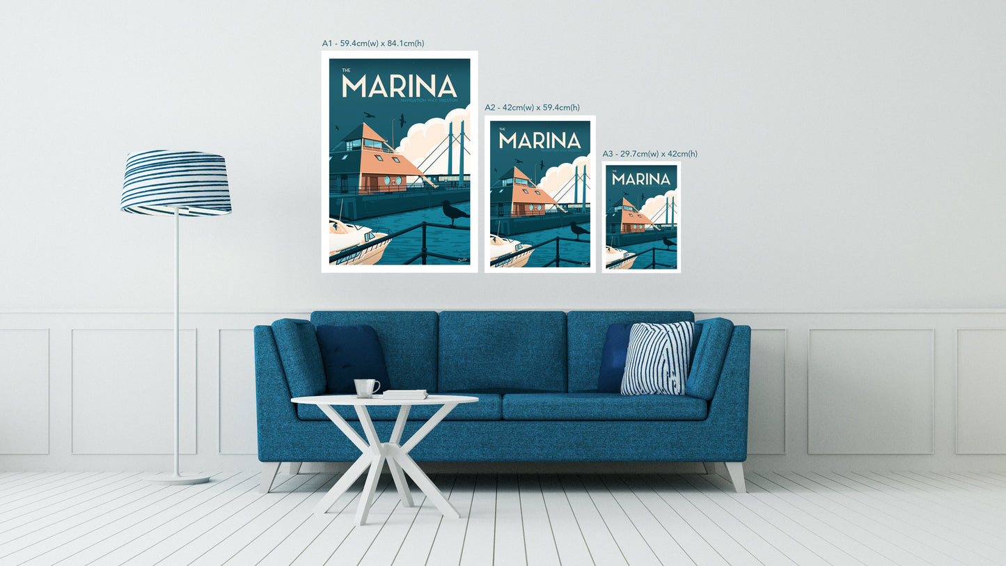 Preston Marina Vintage Travel Poster Print