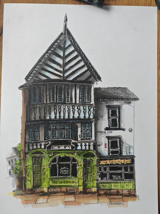 The Old Black Bull Print