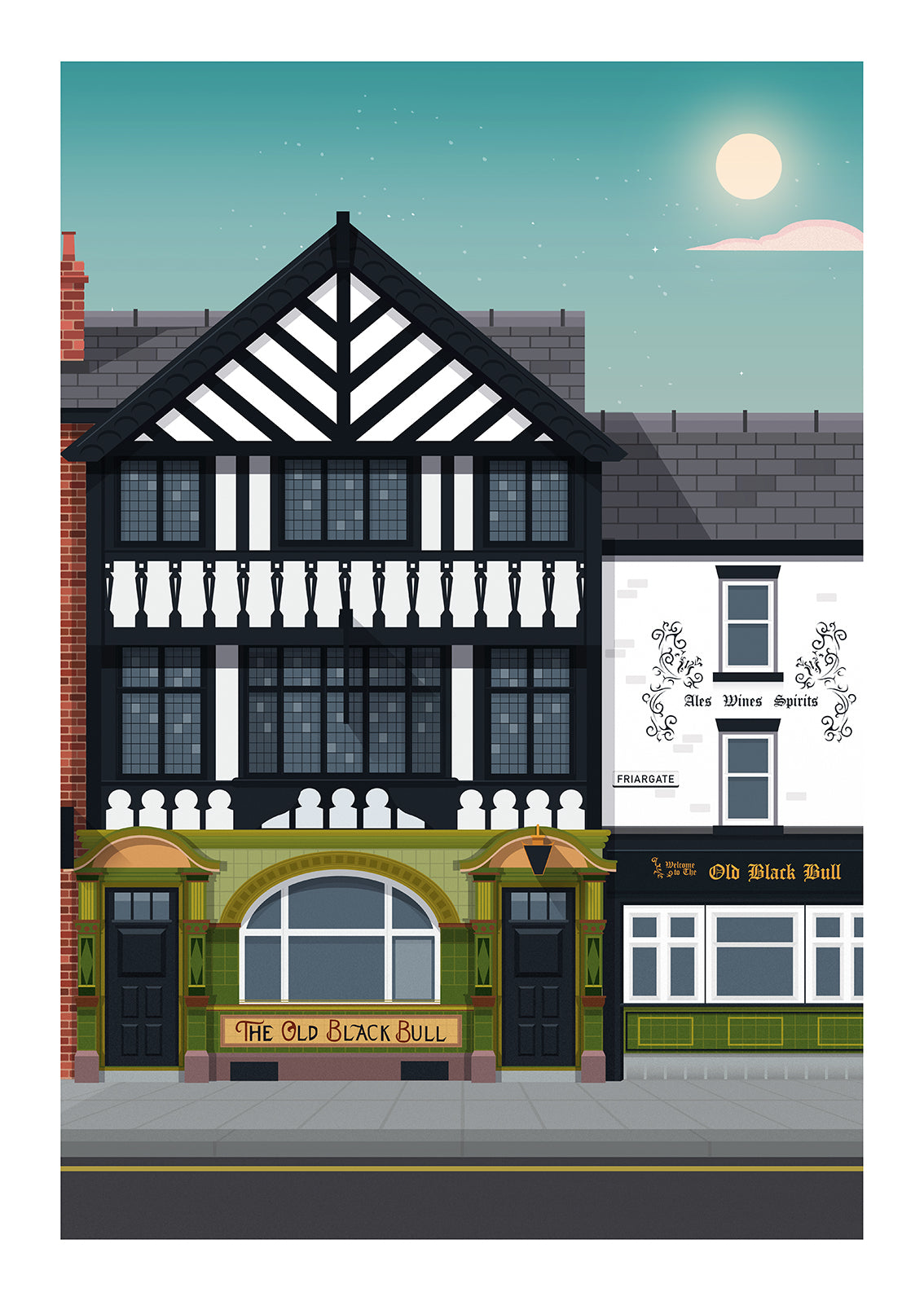 The Old Black Bull Preston Poster Print