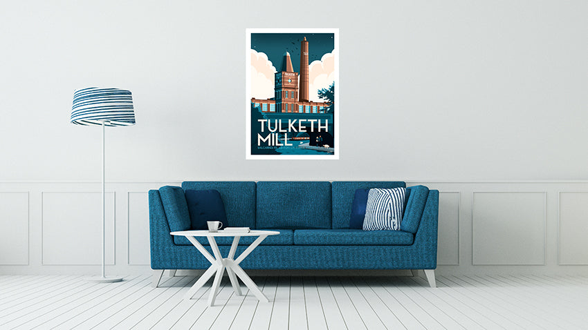 Tulketh Mill in Preston Vintage Travel Poster Print