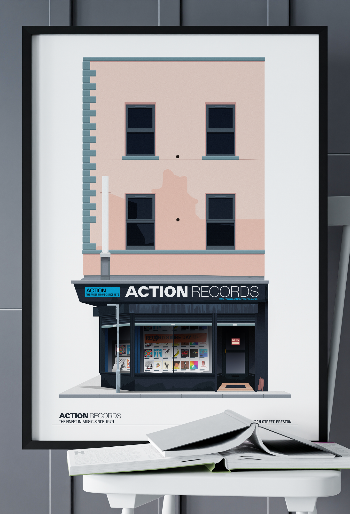 Action Records, Church St, Preston, Lancashire Poster Print