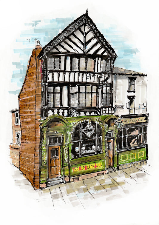The Old Black Bull, Friargate Print