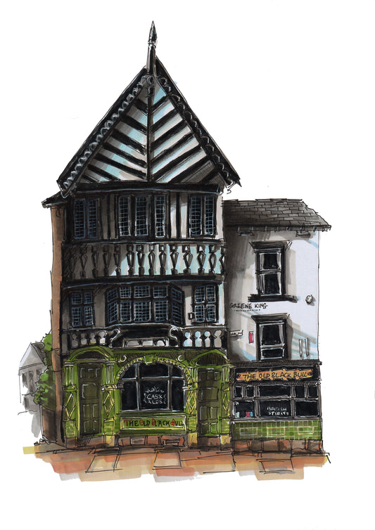 The Old Black Bull Print