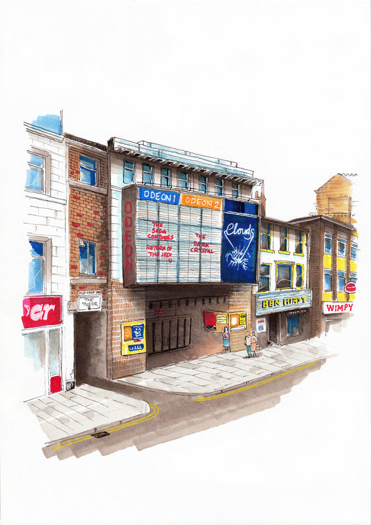Old Odeon Cinema & Clouds Print