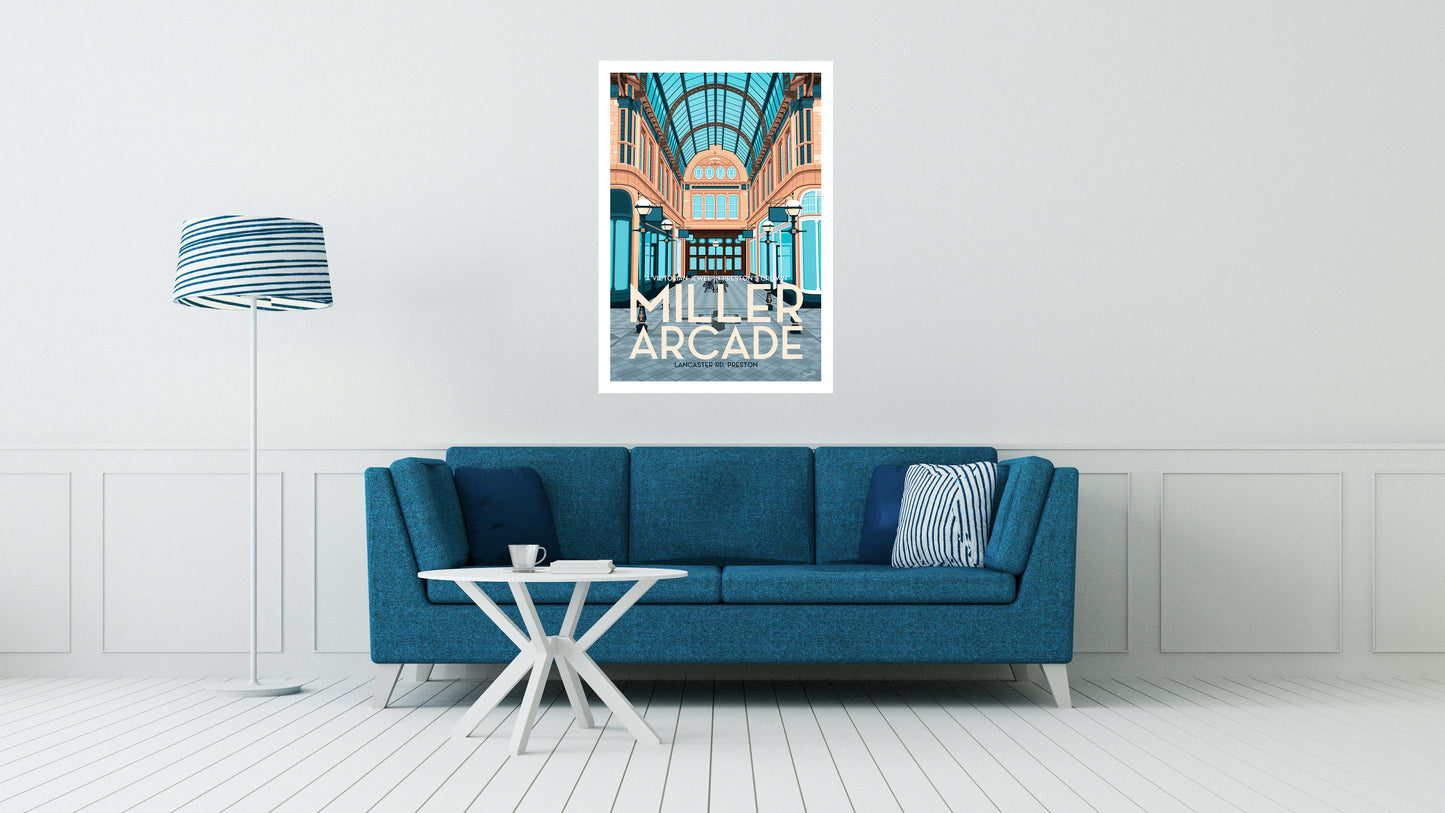 Miller Arcade in Preston Vintage Travel Poster Print