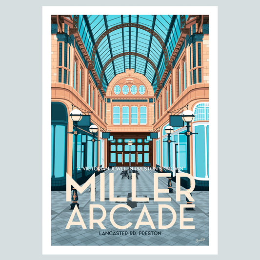 Miller Arcade in Preston Vintage Travel Poster Print