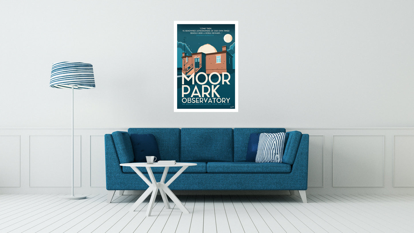Moor Park Observatory in Preston Vintage Travel Poster Print