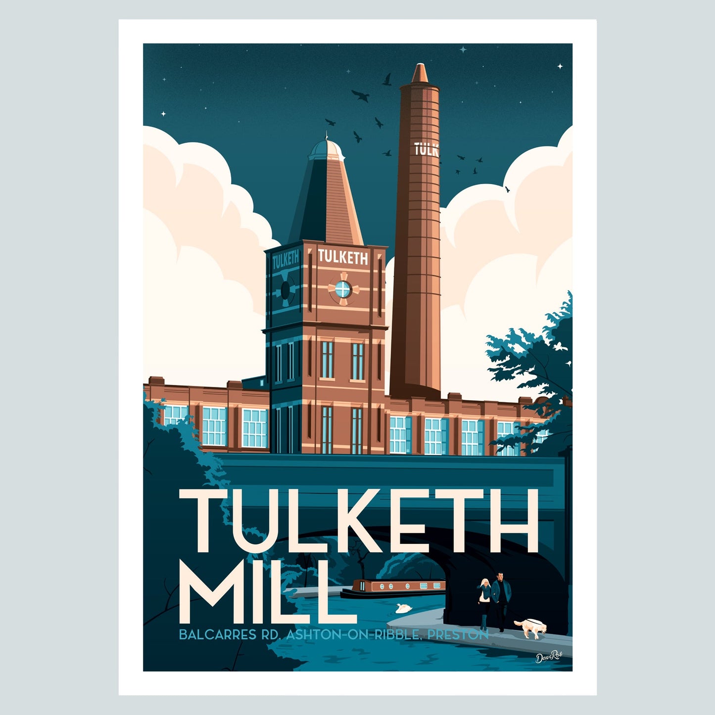 Tulketh Mill in Preston Vintage Travel Poster Print